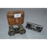 Pair of Opera Glasses in Leather Case and Another Pair