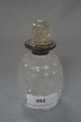 Silver Topped Cut Glass Scent Bottle - London 1909