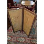 Two Fold Mahogany Framed Screen with Chinese Needlework Panel