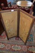 Two Fold Mahogany Framed Screen with Chinese Needlework Panel