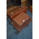 One Leather and Two Compress Cardboard Vintage Suitcases