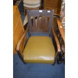 Art Deco Oak Framed Panel Back Armchair