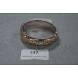 Silver Bangle with Gold Inlay - Approx 30g