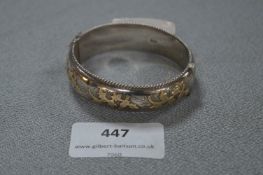 Silver Bangle with Gold Inlay - Approx 30g