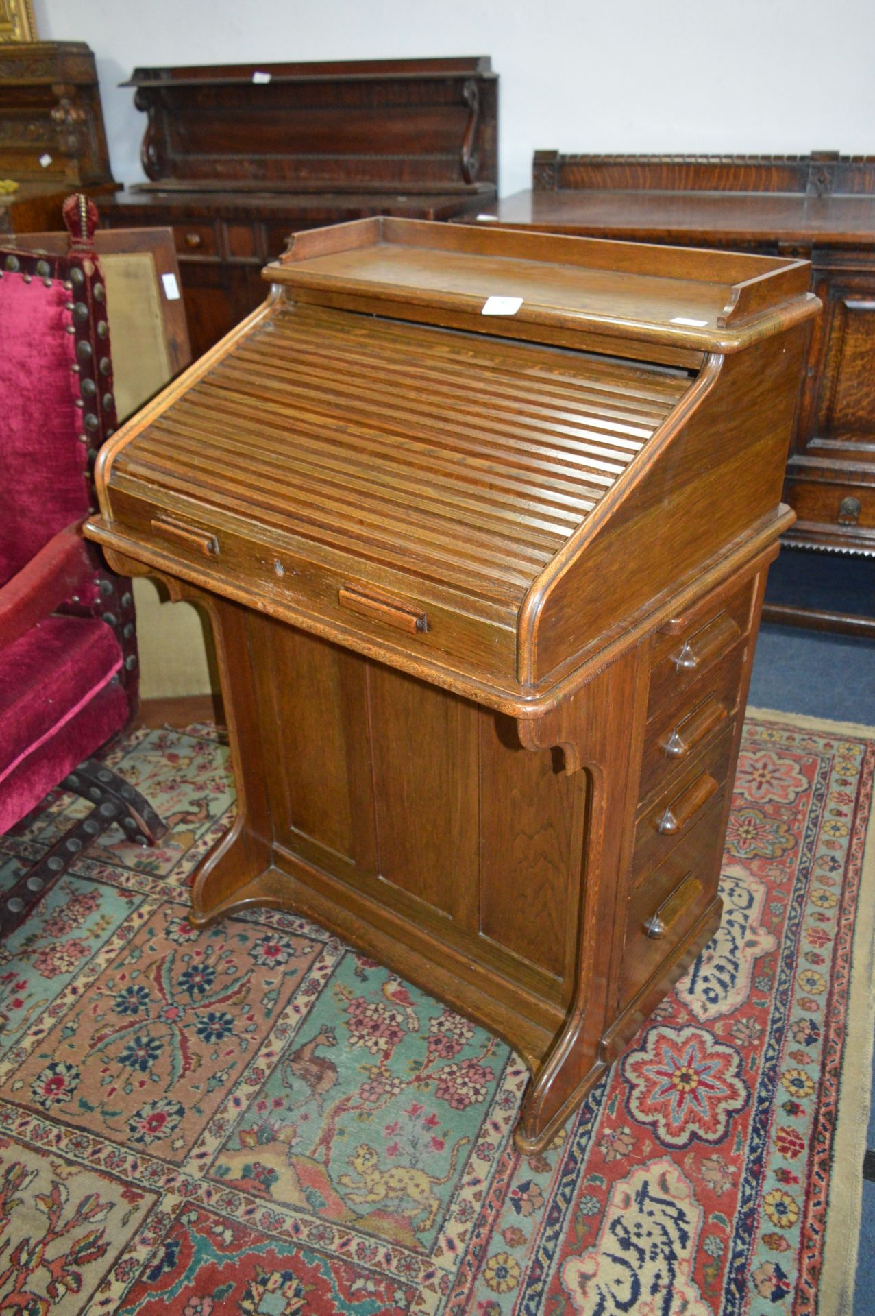 Oak Roll Top Clerks Desk