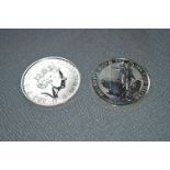 Two 1oz Fine Silver Britannia Commemorative Coins