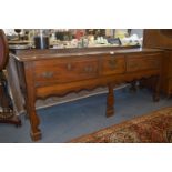 18th Century Three Drawer Low Oak Dresser on Silhouette Legs