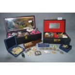 Two Jewellery Boxes and Contents of Costume Jewellery