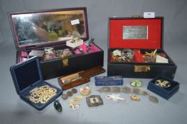 Two Jewellery Boxes and Contents of Costume Jewellery