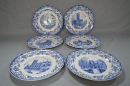 Set of Blue & White Plates - Local Churches