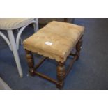 Oak Based Stool with Upholstered Top