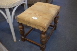 Oak Based Stool with Upholstered Top