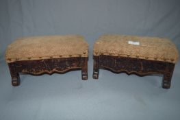 Pair of Pine Based Footstool with Upholstered Tops