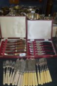 Silver Plated Bone and Horn Handled Cutlery