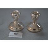 Pair of Hallmarked Silver Dwarf Candlesticks - Birmingham 1976