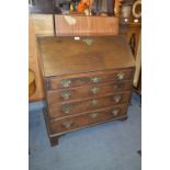 Georgian Mahogany Bureau with Fitted Interior and Brass Handles