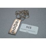 Hallmarked Silver Ingot and Chain - Approx 37.8g