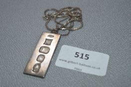Hallmarked Silver Ingot and Chain - Approx 37.8g