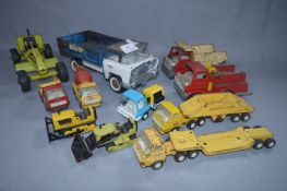 Collection of Tonka Metal Vehicles, Tippers, Tractor and Bulldozers