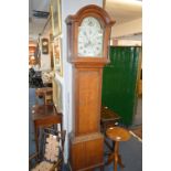 Thomas Kilham of Epworth Oak Cased Grandfather Clock with Painted Face and Roam Numerals