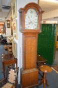 Thomas Kilham of Epworth Oak Cased Grandfather Clock with Painted Face and Roam Numerals