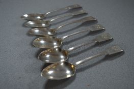 Set of Six Victorian Silver Teaspoons - London 1866, Approx 134g