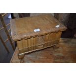 Indian Craved Teak Sewing Box Table and Content