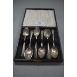 Cased Set of Six Shell Patterned Teaspoons - Approx 82g