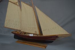 Model Sailing Boat on Stand - America