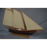 Model Sailing Boat on Stand - America