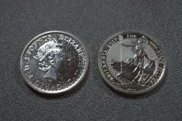 Two 1oz Fine Silver Britannia Commemorative Coins