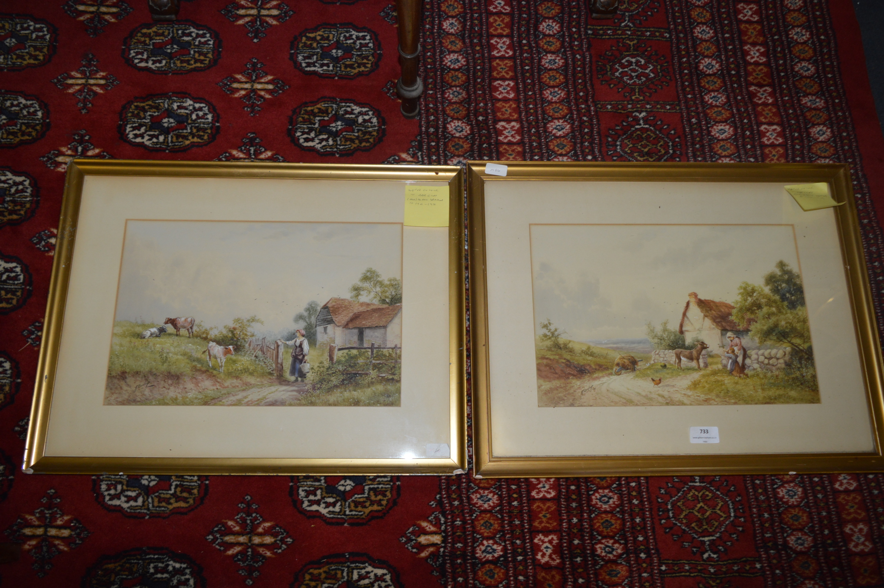 Pair of Gilt Framed Watercolours - Farming Scenes by J.Barclay