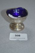 Hallmarked Silver Salt with Blue Glass Lining - Birmingham 1919