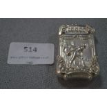 Sterling Silver Vesta Case with Embossed Bowling Design