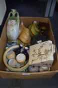 Box of Potter Including Edwardian Vases, Cheese Dome, Potty, etc...