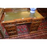 Cabinet Maker Made Yew Wood Desk with Nine Drawers...
