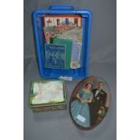 Two Tin Containing a Collection of Stamp Albums and Glue Stamps