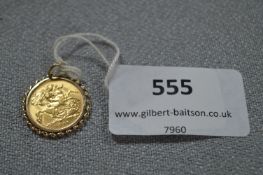Gold Mounted Half Sovereign - 1911, Approx 4.9g