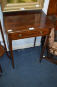 Small Mahogany Inlaid Side Table with Single Drawer