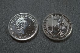 Two 1oz Fine Silver Britannia Commemorative Coins