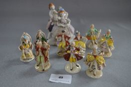 Collection of Ten 1920's German Pottery Figurines