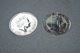 Two 1oz Fine Silver Britannia Commemorative Coins