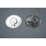 Two 1oz Fine Silver Britannia Commemorative Coins