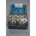 Pair of Pierced & Engraved Napkin Rings - W&H Birmingham 1926, Approx 60.1g