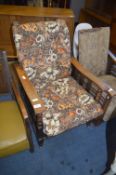 1920's Oak Recliner Chair with William Morris Upholstery