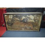 Cased Taxidermy of a Fox and Various Birds