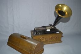 Edison Home Phonograph with Brass Horn