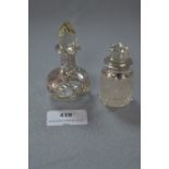 One Silver Bound & One Silver Topped Scent Bottles with Birmingham Hallmarks