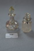 One Silver Bound & One Silver Topped Scent Bottles with Birmingham Hallmarks