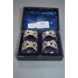 Cased Set of Four Hallmarked Silver Napkin Rings - London 1892, Approx 112g